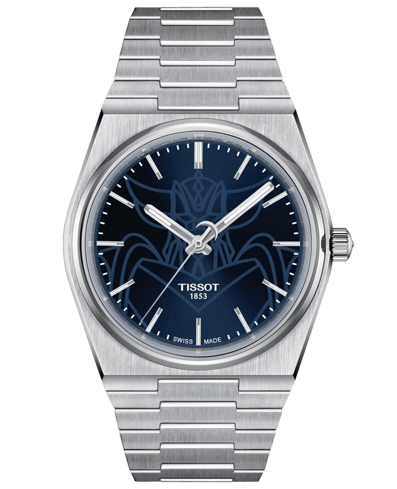 Tissot Tissot PRX UFO Robot Grendizer T137.407.11.041.02  T1374071104102 механические мужские часы синий циферблат, браслет нержавеющая сталь — вид спереди